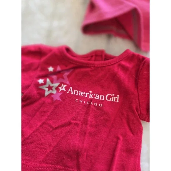 American Girl Clothes Pleasant Co Mixed Lot Pink Hoodie T Shirts Skirt Hair Bow - Picture 2 of 13